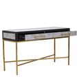 Cadio Console Table - 2 Drawer - Grey Faux Shagreen with Gold Legs