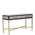 Cadio Console Table - 2 Drawer - Grey Faux Shagreen with Gold Legs