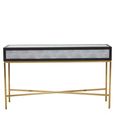 Cadio Console Table - 2 Drawer - Grey Faux Shagreen with Gold Legs