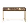 Caltan Console Table - 2 Drawer - Walnut Mango Wood and Gold - Geometric