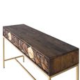 Caltan Console Table - 2 Drawer - Walnut Mango Wood and Gold - Geometric