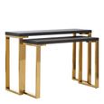 Cardoba Console Tables - Set of 2 - Black Faux Shagreen with Gold Legs