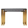 Cardoba Console Tables - Set of 2 - Black Faux Shagreen with Gold Legs