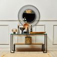 Cibo Console Table - Clear Glass with Black Metal - with Shelf