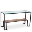 Cibo Console Table - Clear Glass with Black Metal - with Shelf