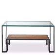Cibo Console Table - Clear Glass with Black Metal - with Shelf