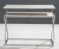 Clearance - Crossroad Marble Console Table, White Top with Stainless Steel Chrome Frame - Brand New Item