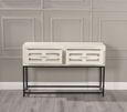 Clearance - Geo White Mirrored Console Table - 2 Drawer - Brand New Item