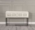 Clearance - Geo White Mirrored Console Table - 2 Drawer - Brand New Item