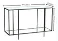 Clearance - Hyde Black Metal Console Table, Clear Glass Top with Mirrored Bottom Shelf - Brand New Item
