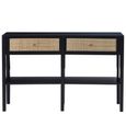 Corso Console Table - 2 Drawer - Black and Rattan