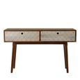 Costal Console Table - Dark Mango Wood - 2 Drawer