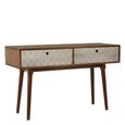 Costal Console Table - Dark Mango Wood - 2 Drawer