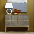 Deskey Console Table - 4 Drawer - Grey and Faux Shagreen