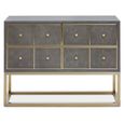 Deskey Console Table - 4 Drawer - Grey and Faux Shagreen