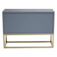 Deskey Console Table - 4 Drawer - Grey and Faux Shagreen