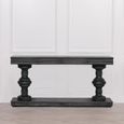 Distressed Mango Wood Console Table - 2 Drawer - Black - Large