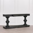 Distressed Mango Wood Console Table - 2 Drawer - Black - Large