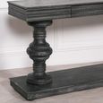 Distressed Mango Wood Console Table - 2 Drawer - Black - Large