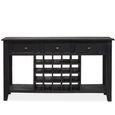 Fusion Console Table - Black Mango Wood - 3 Drawer - with Wine Bottle Storage