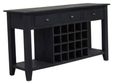 Fusion Console Table - Black Mango Wood - 3 Drawer - with Wine Bottle Storage