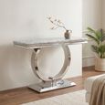 Glacier Console Table - Grey Marble & Chrome