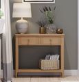 Henley Oak and Rattan 2 Drawer Console Table