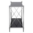 Hoffmann Console Table - Black Glass with Silver Metal