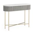 Isabella Grey Console Table - Oval Fluted - White Marble Top