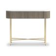 Isabella Grey Console Table - Oval Fluted - White Marble Top