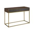 Kempton Console Table - Walnut and Gold Metal - 2 Drawer