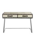 Kensington Townhouse Console Table - 2 Drawer - Beige Faux Fur