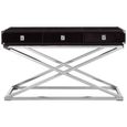 Kensington Townhouse Console Table - 3 Drawer - Black Faux Fur