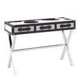 Kensington Townhouse Console Table - 3 Drawer - Black and White Leather