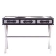 Kensington Townhouse Console Table - 3 Drawer - Black and White Leather