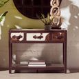 Kensington Townhouse Console Table - 3 Drawer - Brown and White Leather with Shelf