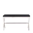 Kerala Console Table - Black Glass with Silver Cross Base