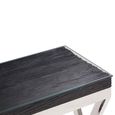 Kerala Console Table - Black Glass with Silver Cross Base