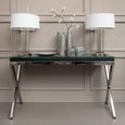 Kerala Console Table - Black Glass with Silver Cross Base