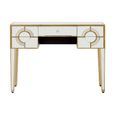Knightsbridge Console Table - 5 Drawer - Mirrored with Gold Trim