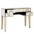 Knightsbridge Console Table - 5 Drawer - Mirrored with Gold Trim