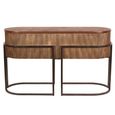 Hunter Console Table - Wood and Metal - Fluted - Oval