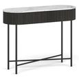 Lucas Black Console Table - Fluted - White Marble Top