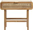 Merge Teak Wood Rattan with Glass Console Table with Glass Top