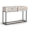 Quintana Console Table - Washed Carved - Mango Wood - 2 Drawer