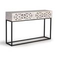 Quintana Console Table - Washed Carved - Mango Wood - 2 Drawer