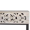 Quintana Console Table - Washed Carved - Mango Wood - 2 Drawer