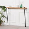 Rustic Pine Wood Tall Console Table - Hairpin Legs