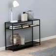 Seaford Console Table - with Shelves - Black Melamine and Metal