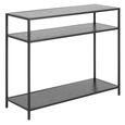 Seaford Console Table - with Shelves - Black Melamine and Metal